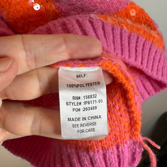 BiBi Checkerboard Sequin Button Up Cardigan Sweater XL V-Neck Chunky Knit - Picture 5 of 6